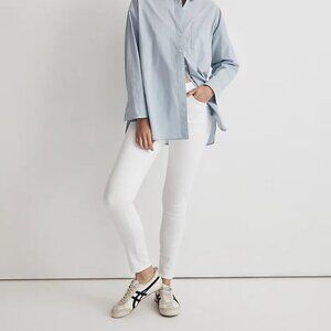 Madewell 9" Mid Rise Skinny Crop Jeans Pure White Size 31 NWT